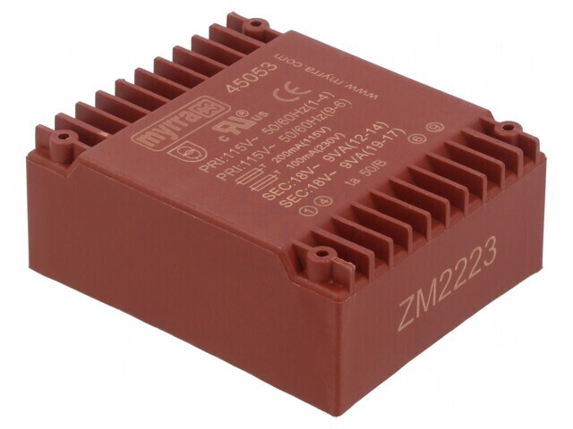 Transformator &icirc;ncapsulat 18VA 18V 500mA 115/230VAC
