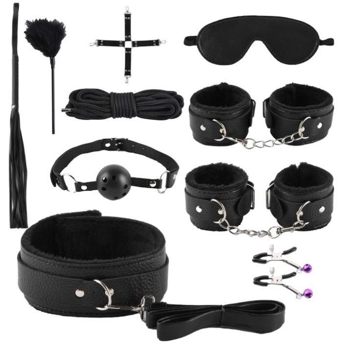 Set accesorii din plus cu 10 piese, pentru jocuri de rol si relaxare, culoare neagra