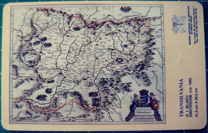 Cartela telefonica Romtelecom100.000 Muzeul National al Hartilor si Cartilor Vechi 2004 2006 4XP699 numarul 7 Transilvania G.I.Blaeu Amsterdam 1662