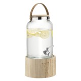 Dozator bauturi Navaris cu suport din lemn, 5.6L, cu robinet inox, elegant, sticla, 60333.01