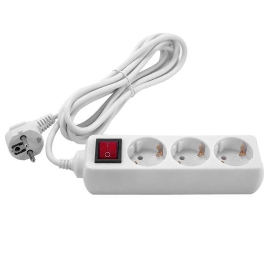 Prelungitor electric 3 prize, 3 m, intrerupator, GELUX