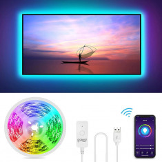 Banda LED RGB Smart Wi-Fi iOS, Android, 2.8 m, control vocal, sincronizare muzica, configurare simpla foto