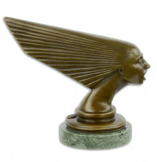 Cap de femeie Art Deco- statueta din bronz pe soclu din marmura BJ65 foto