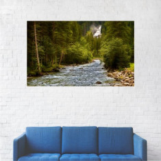 Tablou Canvas, Rau curgand prin padure - 60 x 90 cm foto