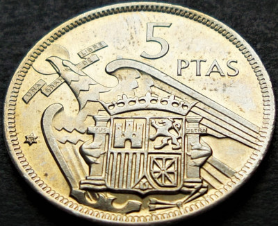 Moneda 5 PESETAS - SPANIA, anul 1972 (model 1957) *cod 2167 B = UNC foto