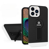 Husa Armor Design cu Stand pentru Apple iPhone 14 Plus (6.7) Negru/Alb, Suport Auto Magnetic, Protectie Antisoc, Flippy