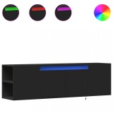 Cumpara ieftin Dulap TV de perete cu lumini LED, negru, 135x31x39,5 cm
