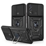 Husa Antisoc Motorola Moto E20 E30 E40 Protectie Camera, Inel Stand, Negru , Techsuit TCSS