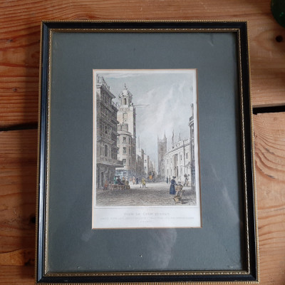 Print gravura veche (1829) &amp;quot;View in Corn Street, Bristol&amp;quot; foto