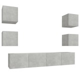 Cumpara ieftin Set dulap TV, 6 piese, gri beton, lemn prelucrat
