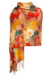 Fular casmir dama F, Dacali, portocaliu/rosu, 180 x 70 cm