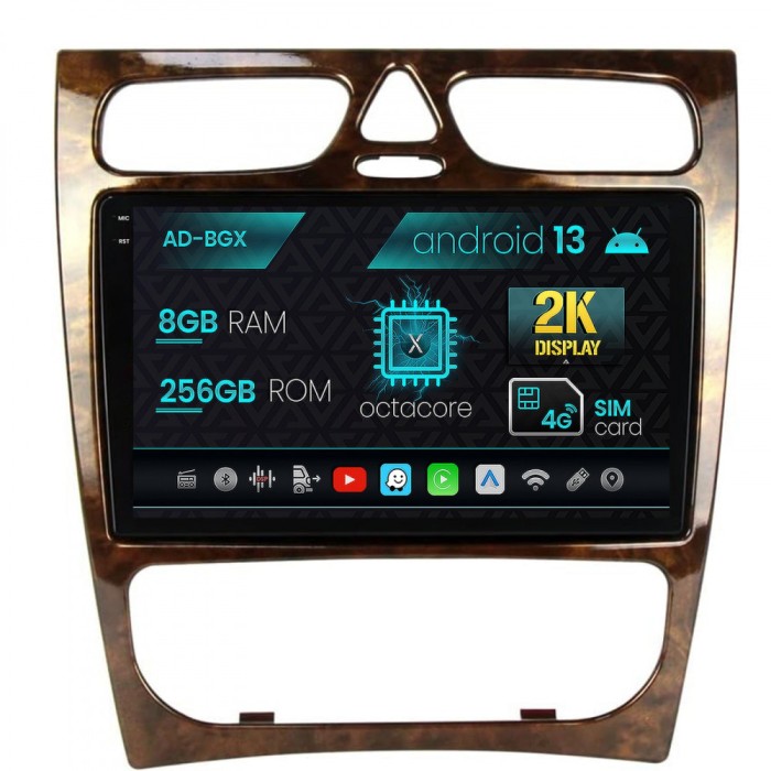 Navigatie Benz C Class (W203) (2002-2004), Android 13, X-Octacore 8GB RAM + 256GB ROM, 9.5 Inch - AD-BGX9008+AD-BGRKIT416V3