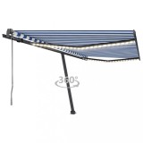 vidaXL Copertină automată cu senzor v&acirc;nt&amp;LED, albastru&amp;alb, 400x300 cm