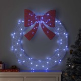 Coroană Crăciun vidaXL, 90 cm, 80 LED Albastru, Acril, USB, Interior/Exterior