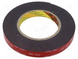 Bandă de fixare 3M, 15mm x 5.5m, acril neagră, 1.6mm tykkelse