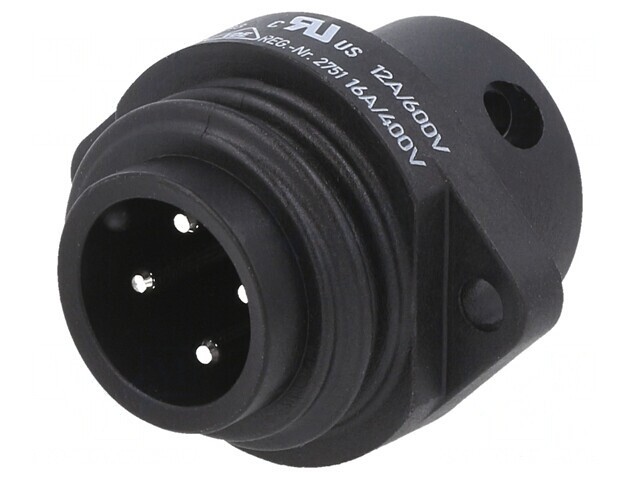 Conector Circular 600V 4 Pin 16A Soclu Tată