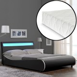 Pat tapitat cu saltea si iluminat ambiental cu LED CosmosS 140x200cm negru Corium HausGarden Leisure, [Corium]