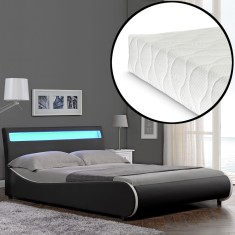 Pat tapitat cu saltea si iluminat ambiental cu LED CosmosS 140x200cm negru Corium HausGarden Leisure foto
