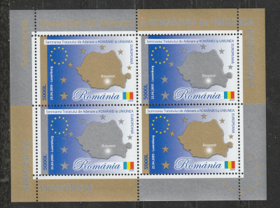 Romania 2005 - #1682A Semnarea Tratatului de Aderare la UE M/S 1v MNH foto