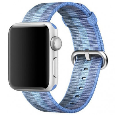 Curea iUni compatibila cu Apple Watch 1/2/3/4/5/6/7, 42mm, Nylon, Woven Strap, Blue foto