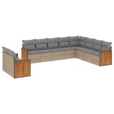 Cumpara ieftin Set canapele de gradina cu perne, 10 piese, bej, poliratan