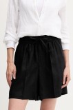 United Colors of Benetton pantaloni scurți din in culoarea negru, uni, high waist, 4AGHD901T