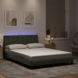 VidaXL Cadru de pat cu lumini LED, gri deschis, 140x200 cm, catifea