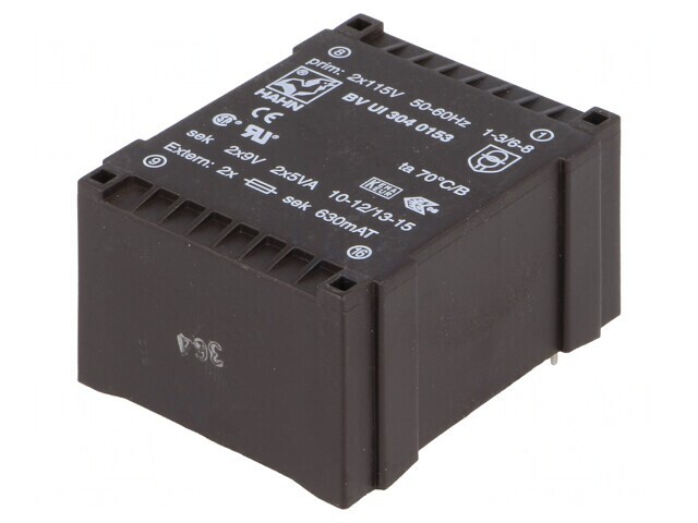 Transformator &Icirc;ncapsulat 10VA 115VAC 9V 555mA PCB