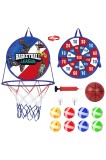 Coș de baschet și țintă pentru darts 2 &icirc;n 1 pentru copii, pliabil, joc interior/exterioară &ndash; multicolor
