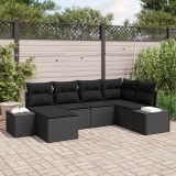 Gossi set canapea gradina cu 6 piese cu perne negru ratan poli
