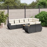 vidaXL Set mobilier de grădină cu perne, 9 piese, negru, poliratan