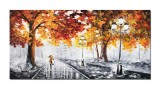 Cumpara ieftin Tablou GIGANT indragostiti pictat manual living, dormitor, Impreuna spre viitor, 140x70cm ulei in cutit efect 3D