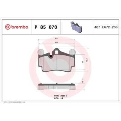 Placute frana Audi Q7 (4lb) 03.06-01.16, Q7 Van (4lb) 03.06-01.16; Porsche Cayenne (9pa) 09.02-12.10; Vw Touareg (7la 7l6 7l7) 10.02-01.13, Spate, BR foto