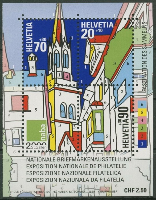 ELVETIA 1999 - EXPOZITIE FILATELICA NABA 2000 , ARHITECTURA COLITA NESTAMPILATA
