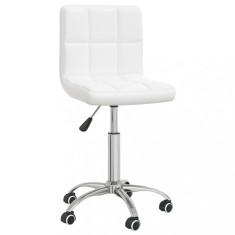 vidaXL Scaun de birou pivotant, alb, piele ecologică