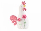Figurina Gaina decorativa din textil alb roz 25x14x34 cm