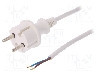 Cablu alimentare AC, 2m, 2 fire, culoare alb, cabluri, CEE 7/17 (C) mufa, PLASTROL - W-98347