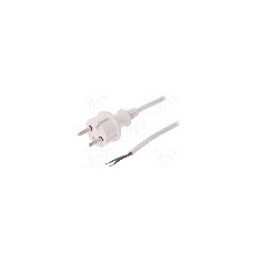 Cablu alimentare AC, 2m, 2 fire, culoare alb, cabluri, CEE 7/17 (C) mufa, PLASTROL - W-98347