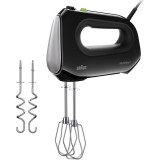 Mixer de mana Braun MultiMix HM2110BK 0X22211062, 500 W, 4 viteze + Turbo, Tehnologie SlowStart, 2 teluri, 2 carlige pentru aluat, Negru