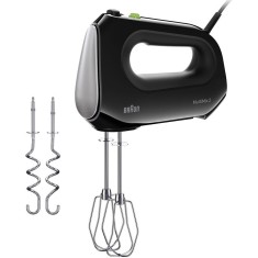 Mixer de mana Braun MultiMix HM2110BK 0X22211062, 500 W, 4 viteze + Turbo, Tehnologie SlowStart, 2 teluri, 2 carlige pentru aluat, Negru