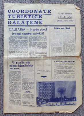 Coordonate turistice galatene, oferta OJT Galati pentru anul 1985, 4 pagini foto