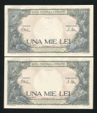 q777 PERECHE CONSECUIVA DE 1000 LEI 10 SEPTEMBRIE 1941 APROAPE NECIRCULATA aUNC doar urme de manipulare