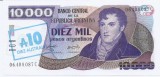 Argentina 10 Australes (nedatata; circa 1985; overprint peste 10,000 Pesos) Seria C - P-322 !!! (necirculata)