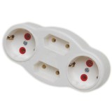 Triplu stecher cu 4 module, 2 x Schuko, 2 x Euro