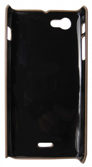 Husa tip capac plastic galben+maro (Wood Grain) pentru Sony Xperia J (ST26i)