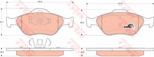 Set placute frana,frana disc FORD FIESTA IV (JA, JB) (1995 - 2002) TRW GDB1419