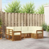 vidaXL Seturi de canapele 6 pcs Natural și Crem Lemn Solid de Acacia 3375355
