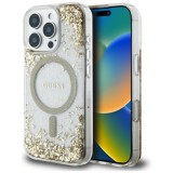 Husa pentru iPhone 16 Pro - Guess Hardcase Resin Bottom Glitter MagSafe (GUHMP16LRGRGED) - Gold