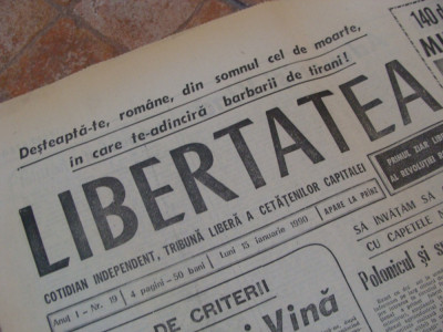 ziarul libertatea - 15 ianuarie 1990 foto