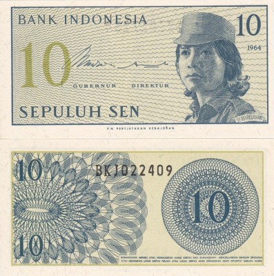 INDONEZIA 10 sen 1964 UNC!!! foto